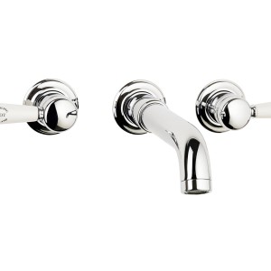 Swadling Invincible Wall Mounted Basin Mixer with Curved Spout - 7220006 - Crosshead or Lever