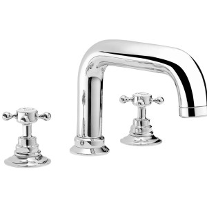 Swadling Invincible Deck-Mounted Bath Mixer with Curved Spout - 7300006 - Lever or Crosshead      